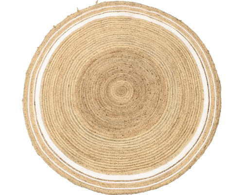 Rond jute vloerkleed met decoratieve strepen