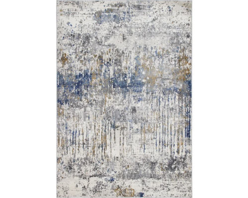 Tapijt met abstract patroon in blauw, grijs en beige