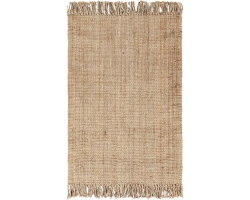 Rechthoekig vloerkleed van jute met franjes