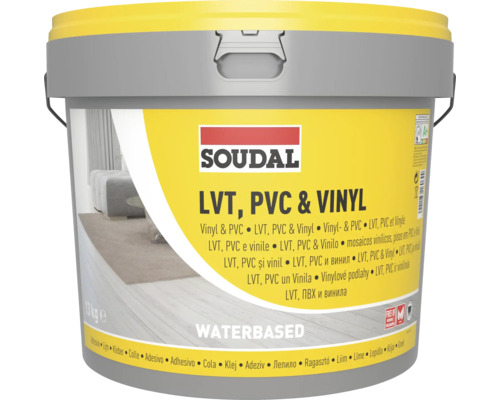 Soudal lijm voor LVT, PVC en vinyl in een emmer met een gewicht van 13 kilogram