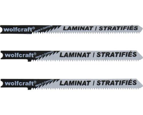 Close-up van Wolfcraft decoupeerzaagbladen voor laminaat