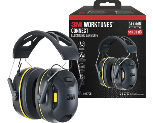 3M WorkTunes Connect elektronische oorkappen met geïntegreerde microfoon en water- en zweetbestendig ontwerp