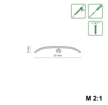 Profielstrip met afmetingen: 37 mm breed en 5 mm hoog