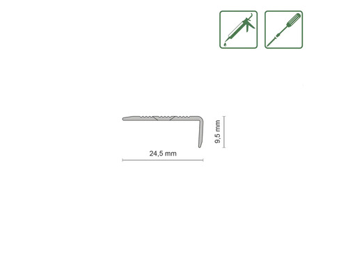 Profiel met afmetingen 24,5 mm en 9,5 mm