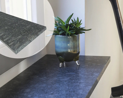 Decoratief werkblad met plant in pot