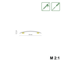 Profielstrip met de afmetingen 4,5 mm hoogte en 40 mm breedte, inclusief montagesymbolen