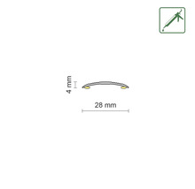 Profieldoorsnede met afmetingen 4 mm hoogte en 28 mm breedte