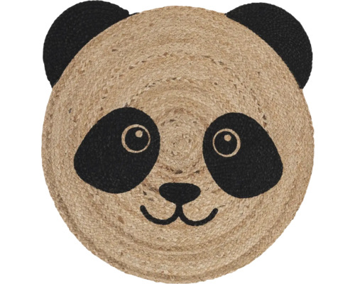 Rond vloerkleed met panda gezicht van natuurlijke vezels