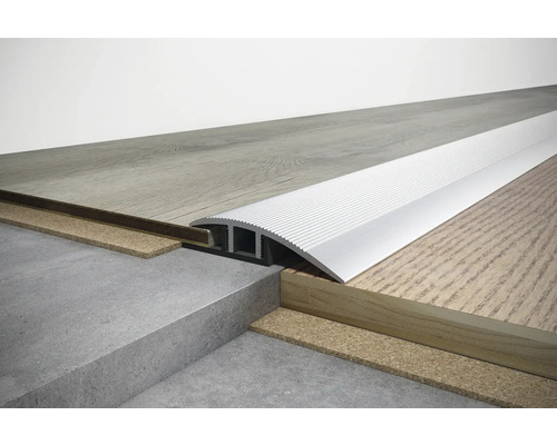 Aluminium overgangsprofiel tussen twee vloerbedekkingen