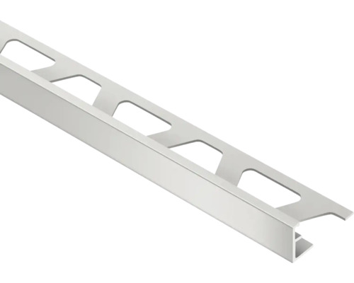 Tegelafwerkprofiel van aluminium met geperforeerde zijde voor een strakke afwerking van randen.
