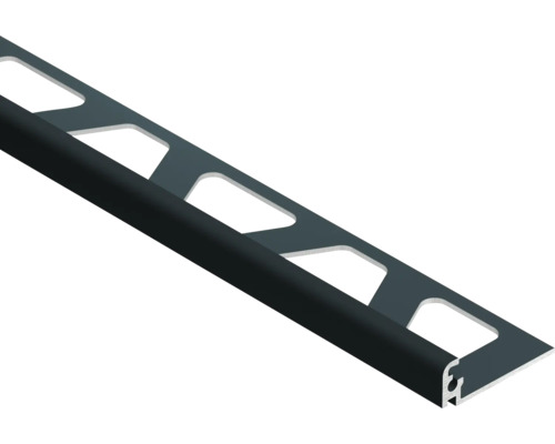 Tegelprofiel kwartrond aluminium donkergrijs met geperforeerd vlak.