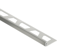 Aluminium tegelprofiel met een gestructureerd oppervlak en een geperforeerde zijde voor randafwerking.