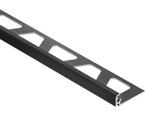 Tegelprofiel van aluminium met een gestructureerd oppervlak en trapeziumvormige uitsparingen.