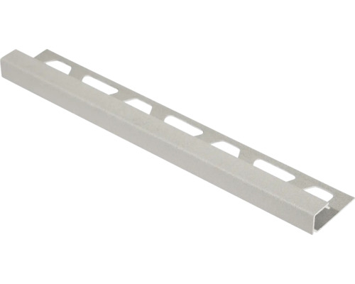 Vierkant tegelprofiel van aluminium met geperforeerde bevestigingsvoet voor wandtegels en vloertegels.