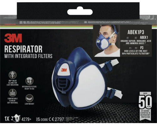 3M ademhalingsmasker met geïntegreerde filters