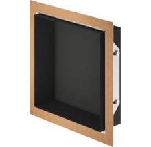 Inbouw wandnis voor de badkamer in het zwart met afdichtingsmanchet en montageflens.