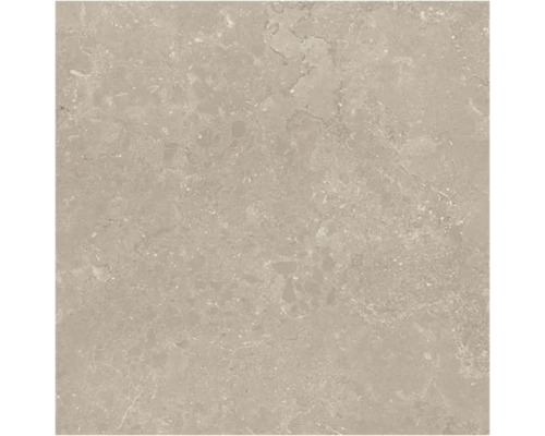 Beige keramische tegel met natuursteenlook en gestructureerd oppervlak.