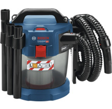 Bosch Professional GAS 18 Volt-10 L accu nat- en droogzuiger met zuigbuizen en flexibele slang.