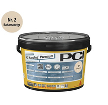 PCI Nanofug Premium flexibele voegmortel voor tegels en natuursteen, Bahamabeige nummer twee, PCI Logo.