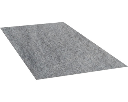 Rechthoekige viltplaat van grijs textielmateriaal.