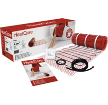 HeatQore elektrische vloerverwarming HQ Mat 4,5 vierkante meter set inclusief thermostaat, verwarmingsmat, aansluitkabel en montagehandleiding.