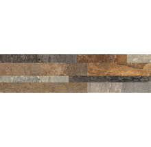 Wandpanelen met een meerkleurige natuursteenlook en gestructureerd oppervlak in rechthoekig formaat.