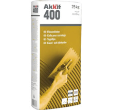 Akkit 400 tegellijm in een zak van 25 kilogram voor wanden en vloeren.