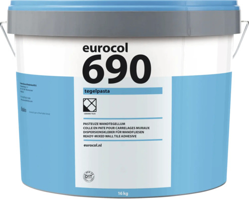 Eurocol 690 gebruiksklare tegellijm voor wandtegels in een emmer van 16 kilogram