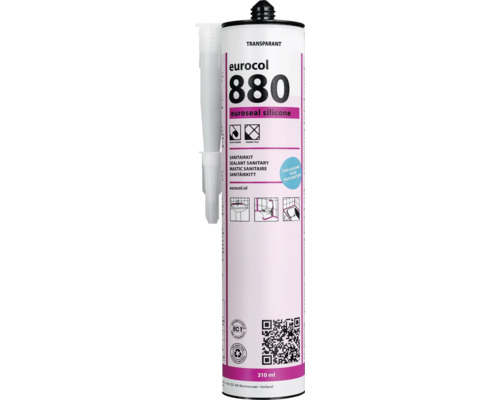 Eurocol 880 Euroseal sanitairkit transparant 310 milliliter koker voor afdichtingen in de badkamer en sanitaire ruimtes.