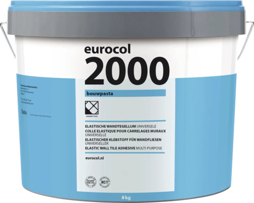 Eurocol 2000 universele elastische wandtegellijm in een emmer van 8 kilogram.