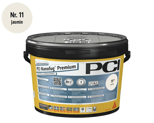 PCI Nanofug Premium flexibele voegmortel in de kleur jasmijn in emmer.