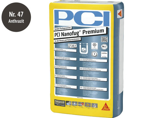 PCI Nanofug Premium flexibele voegmortel voor tegels en natuursteen in antraciet, zak van 15 kilogram.