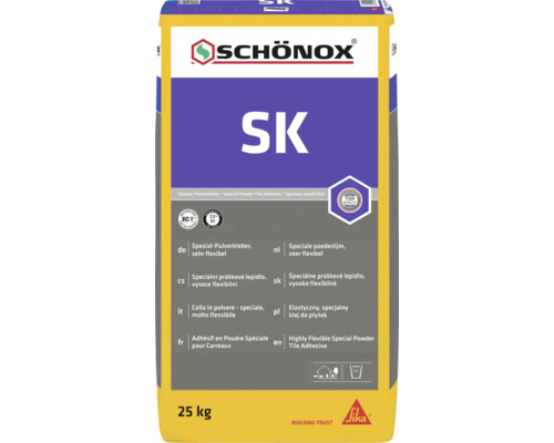 Zak Schonox SK speciale poederlijm 25 kilogram zeer flexibele tegellijm met GEV EMICODE EC 1 Plus keurmerk