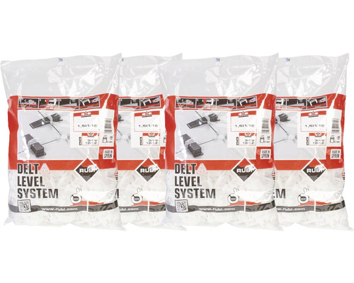 Vier verpakkingen Rubi tegellevelsysteem Delta Level System 1,5 millimeter