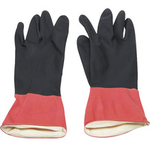 Twee rubberen handschoenen met manchet