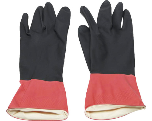 Twee rubberen handschoenen met manchet
