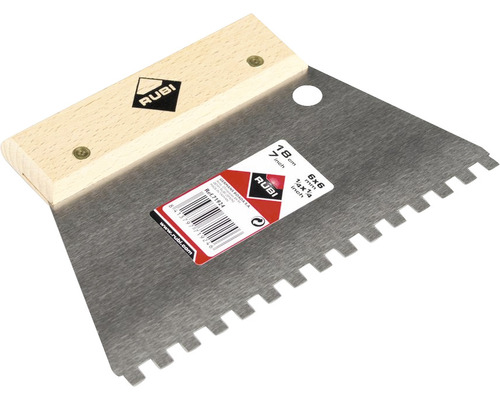 Tegellijmspaan met houten handvat en metalen blad