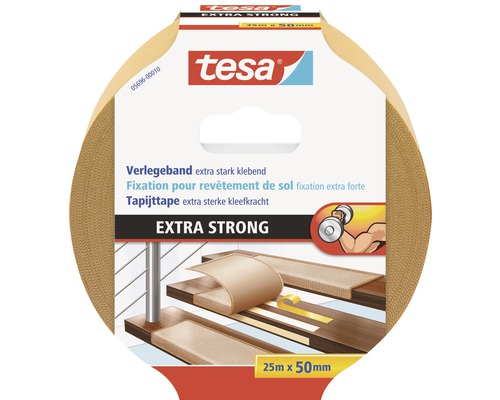 Tesa tapijttape extra sterke kleefkracht 25 meter x 50 millimeter