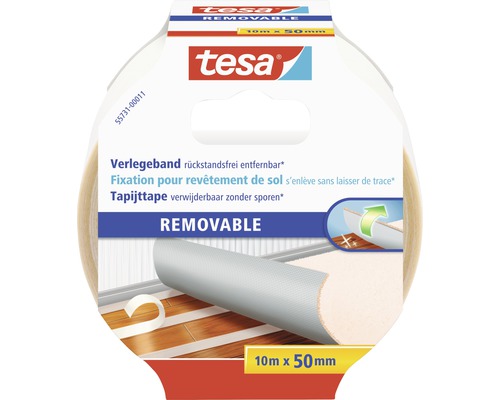 Tesa tapijttape, 10 meter maal 50 millimeter, verwijderbaar zonder sporen