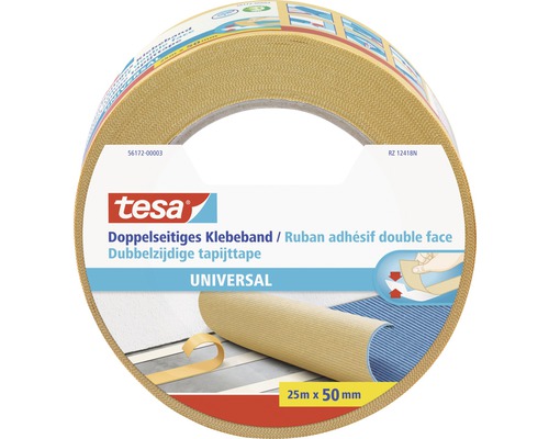 Tesa dubbelzijdige tapijttape Universal 25 meter bij 50 millimeter