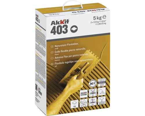 Akkit 403 natuursteen flexibele tegellijm 5 kilogram verpakking