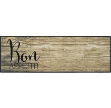 Deurmat met de tekst 'Bon Appetit' en een houten patroon