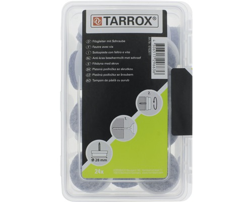 Tarrox viltglijders met schroef, 28 mm diameter, 24 stuks
