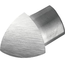 Close-up van een metalen eindstuk met geborstelde afwerking