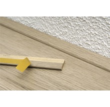 Houten plint met plakband voor montage aan de muur
