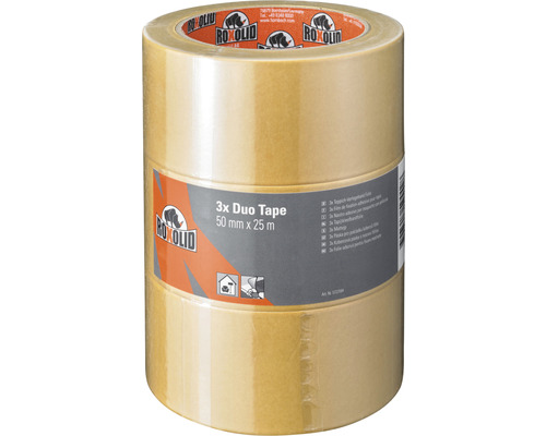 Drie rollen Rokolid Duo Tape, 50 mm x 25 m