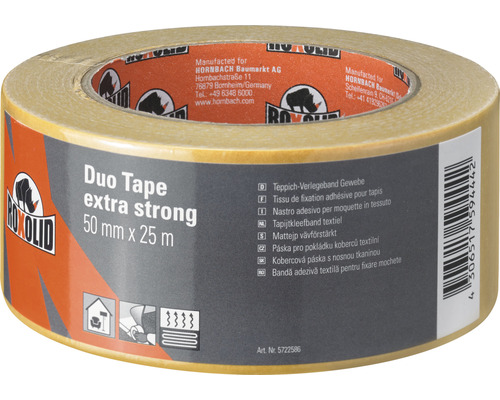 Rol extra sterke dubbelzijdige tape 50 millimeter bij 25 meter