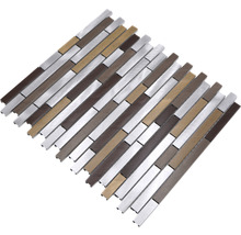 Mozaïektegelmat met aluminium-, hout- en metaaleffect