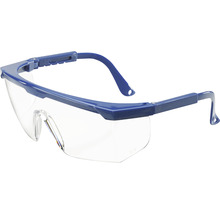 Veiligheidsbril met heldere glazen en blauw montuur
