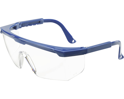 Veiligheidsbril met heldere glazen en blauw montuur